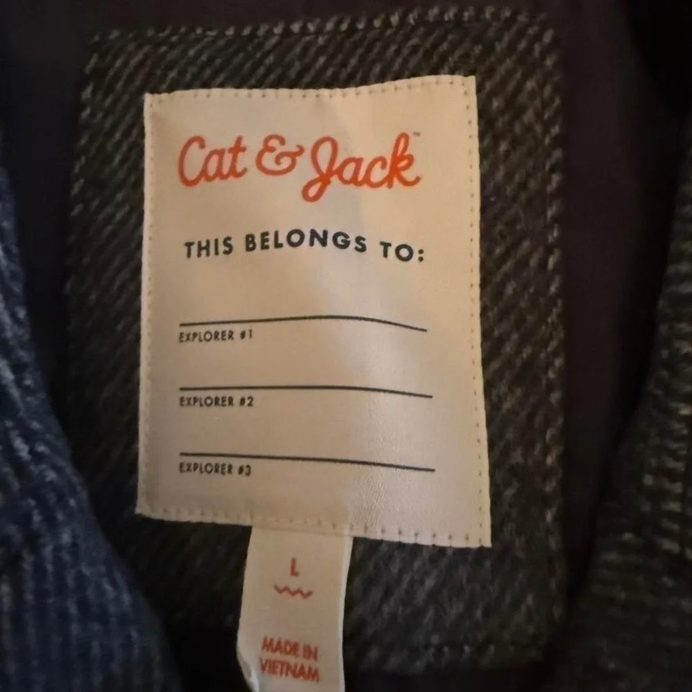 Cat & Jack Boys Charcoal Gray Pea Coat Double Breasted Jacket Size L 12/14 NEW